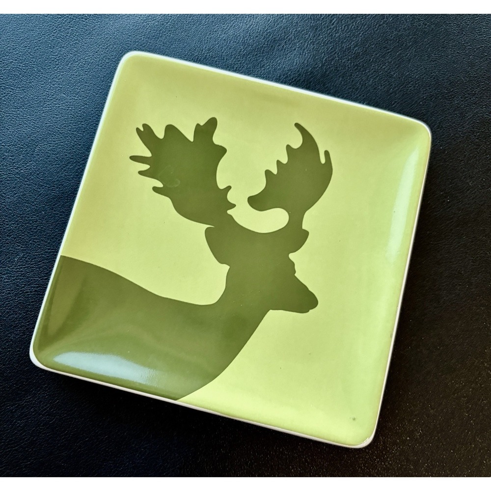 West Elm Square Reindeer Side Plate 5.5 x5.5" Festive Minimalist Trinket Tray